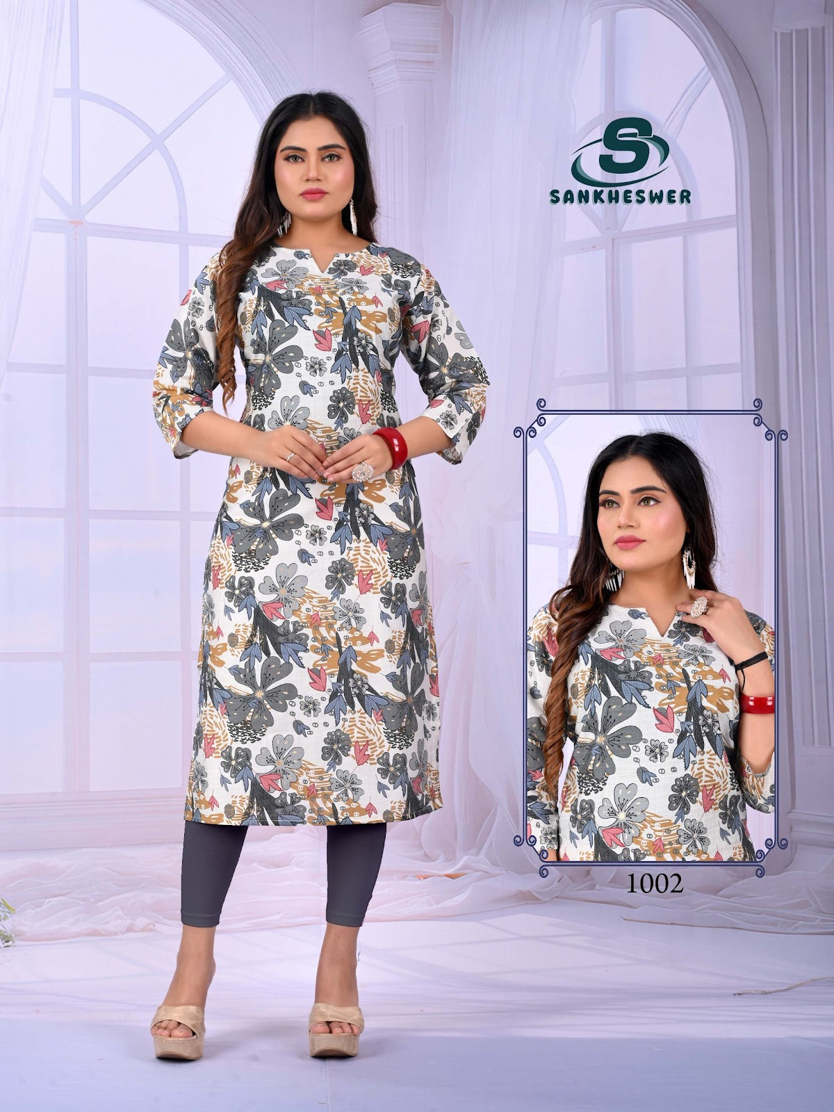 Apple Vol 1 Sankheswer Vertican Long Straight Kurti Supplier Gujarat