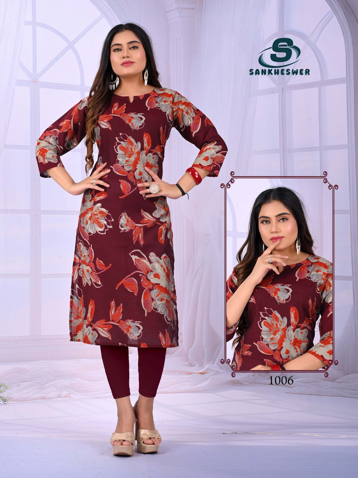 Apple Vol 1 Sankheswer Vertican Long Straight Kurti Supplier Gujarat