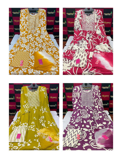 Apple With Pocket And Feeding 2509 Kanha Reyon Readymade Pant Style Suits Wholesaler Gujarat