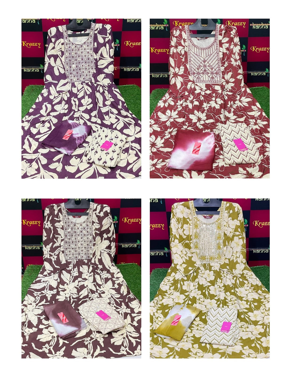 Apple With Pocket And Feeding 2710 Kanha Reyon Readymade Pant Style Suits Exporter India