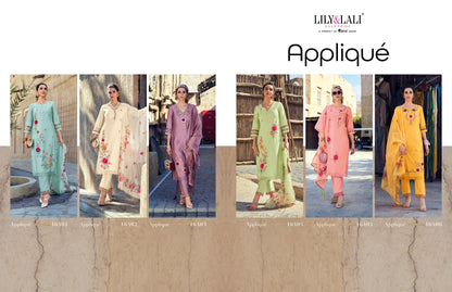 Applique Lily Lali Milan Silk Readymade Pant Style Suits