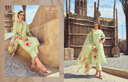 Applique Lily Lali Milan Silk Readymade Pant Style Suits