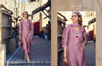 Applique Lily Lali Milan Silk Readymade Pant Style Suits
