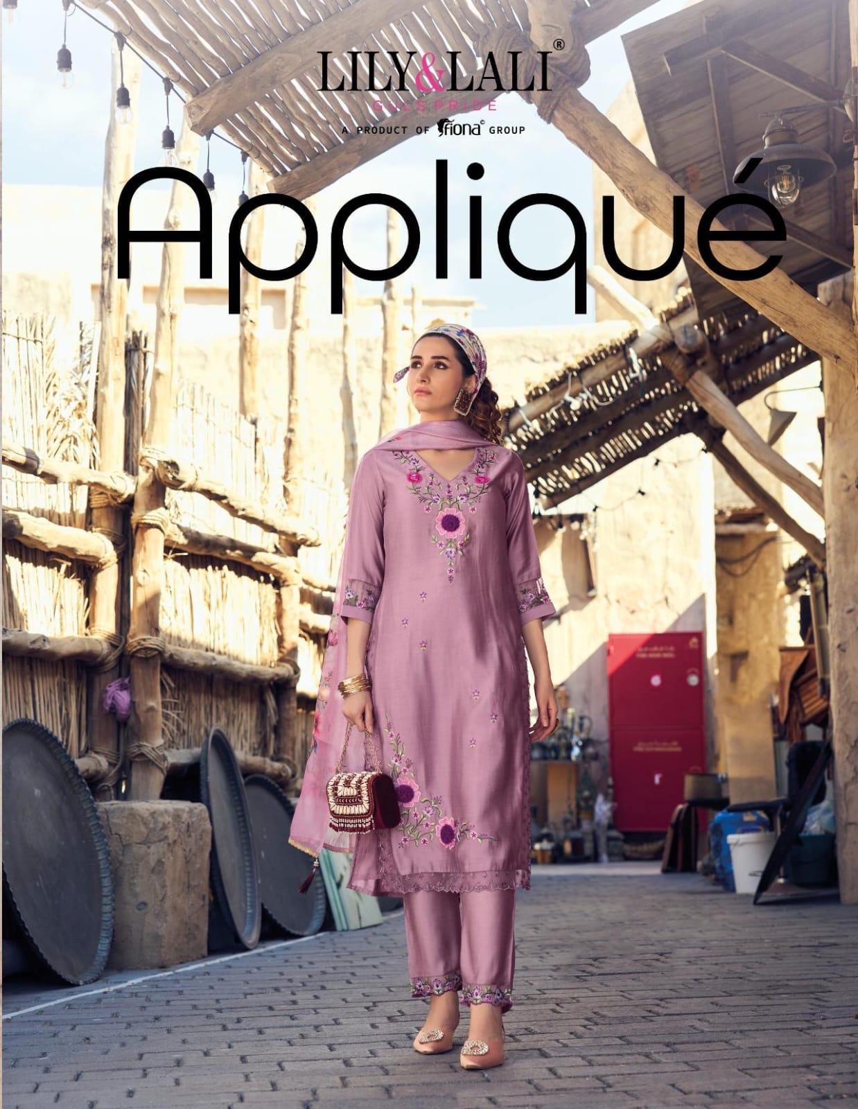 Applique Lily Lali Milan Silk Readymade Pant Style Suits