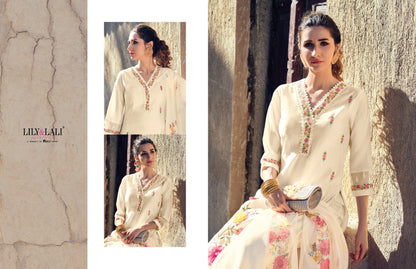 Applique Lily Lali Milan Silk Readymade Pant Style Suits