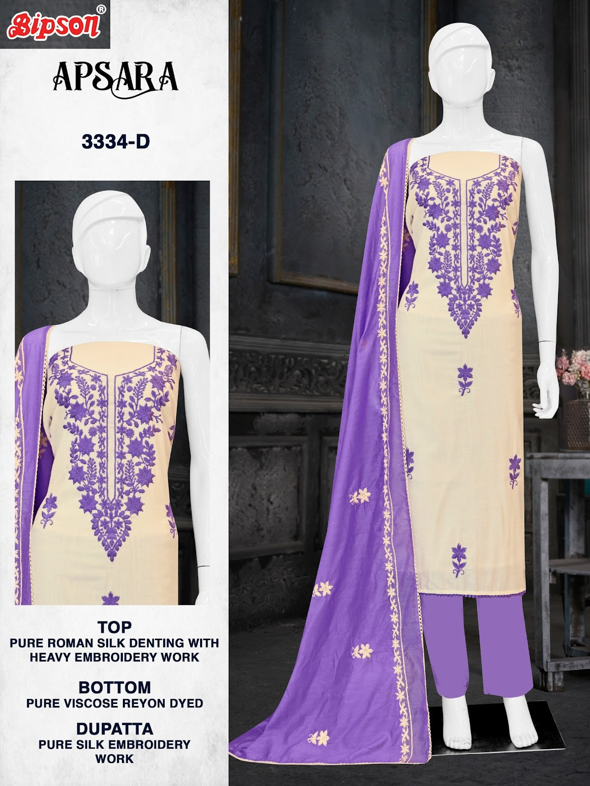 Apsara 3334 Bipson Prints Roman Silk Pant Style Suits Exporter