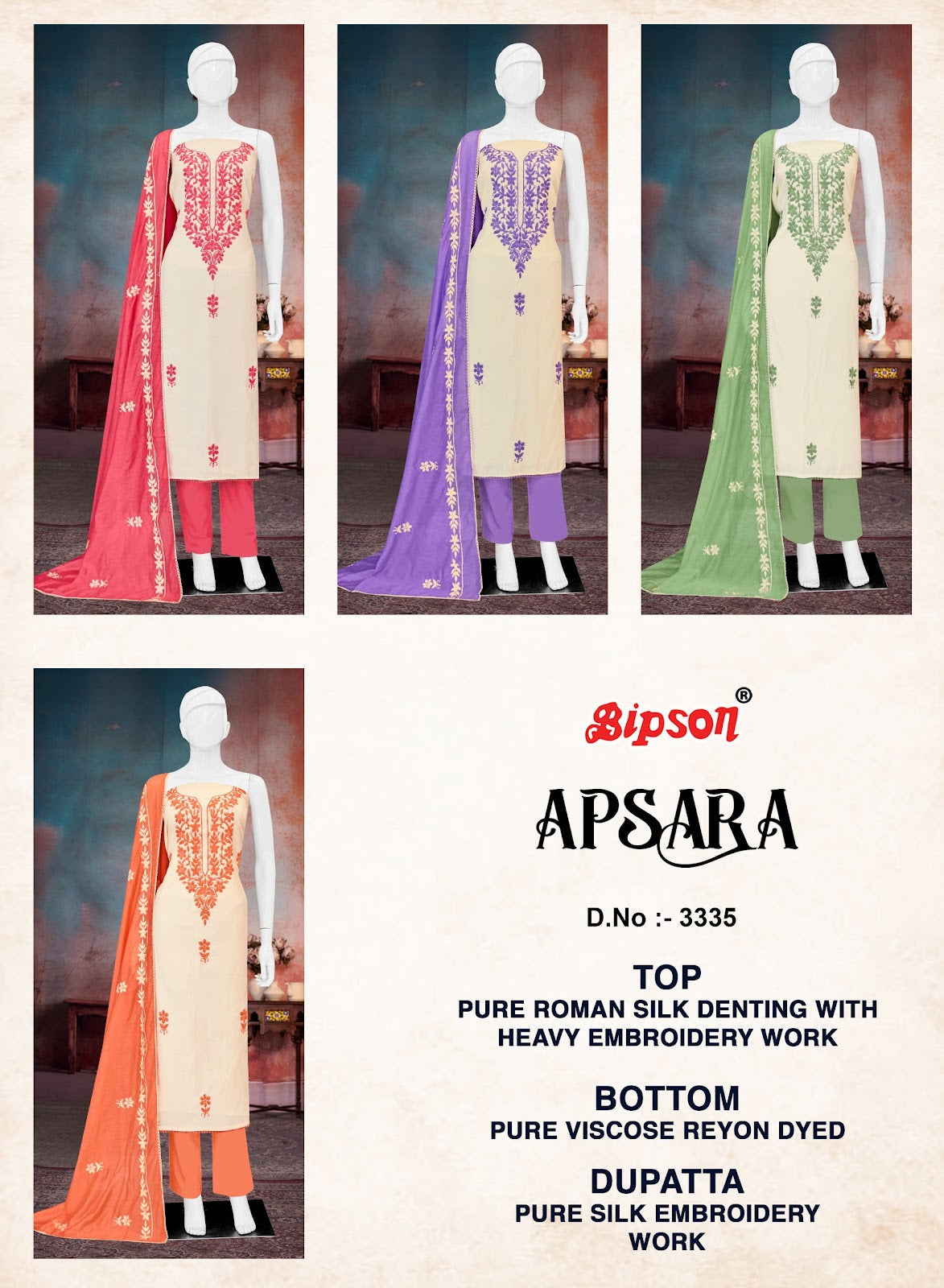Apsara 3335 Bipson Prints Roman Silk Pant Style Suits Supplier