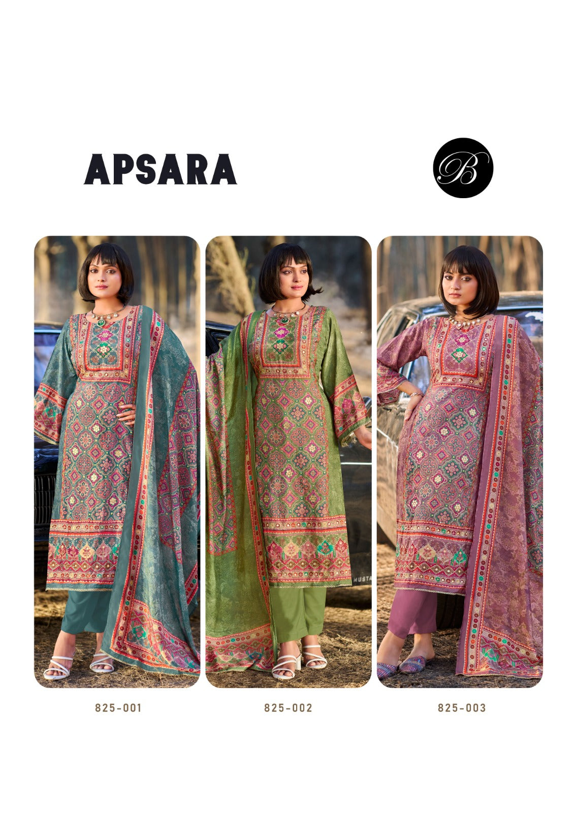 Apsara Belliza Designer Studio Viscose Muslin Karachi Salwar Suits Wholesale Rate