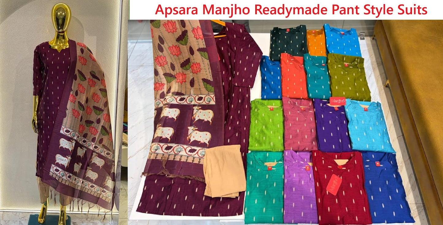Apsara Manjho Raw Silk Readymade Pant Style Suits Wholesale Rate