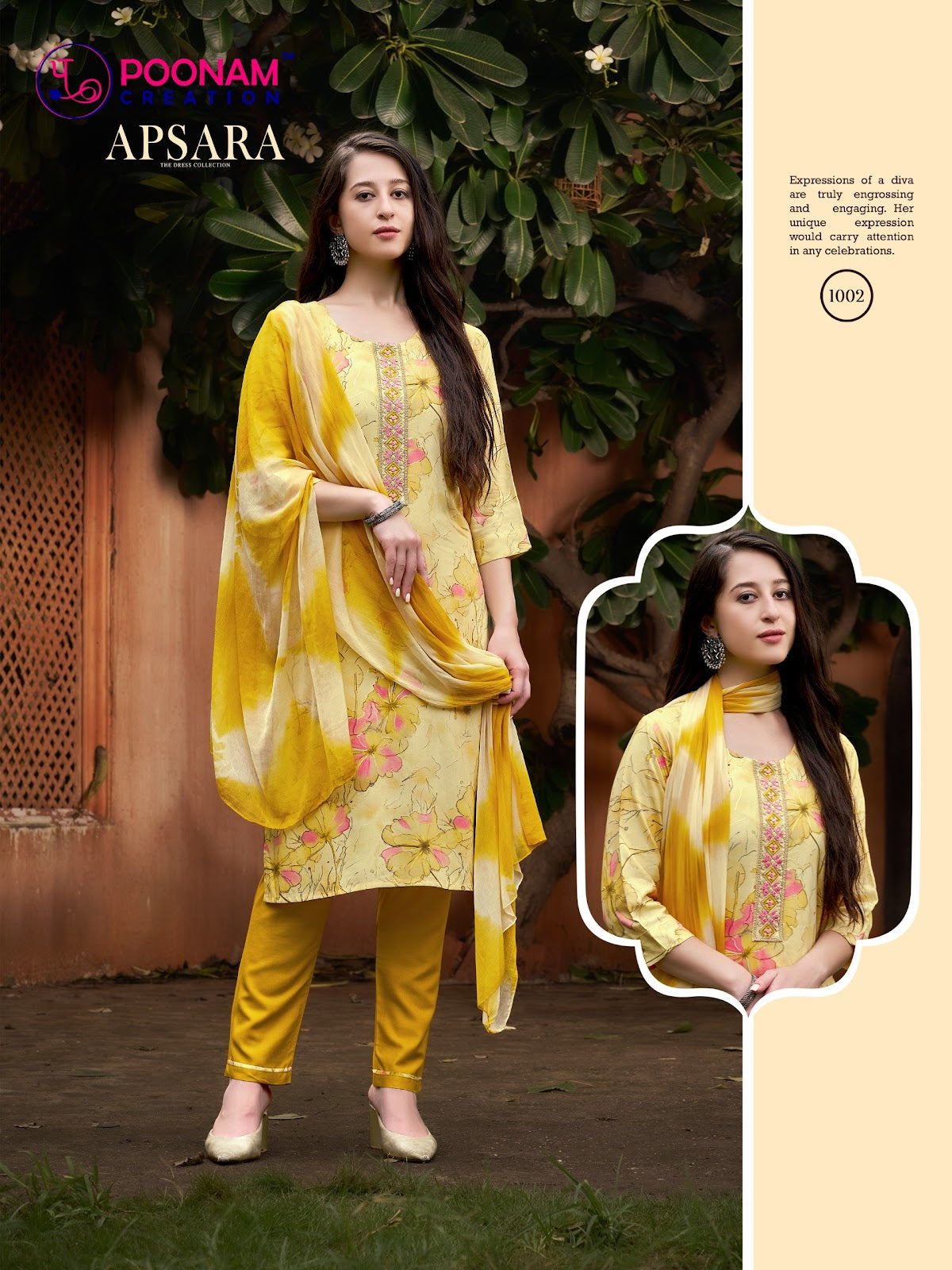 Apsara Poonam Creation Heavy Reyon Readymade Pant Style Suits Exporter Gujarat