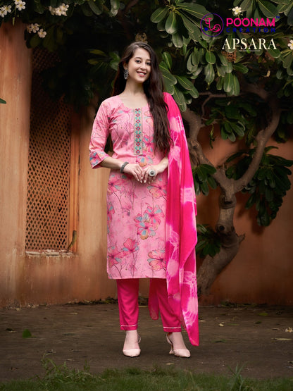 Apsara Poonam Creation Heavy Reyon Readymade Pant Style Suits Exporter Gujarat
