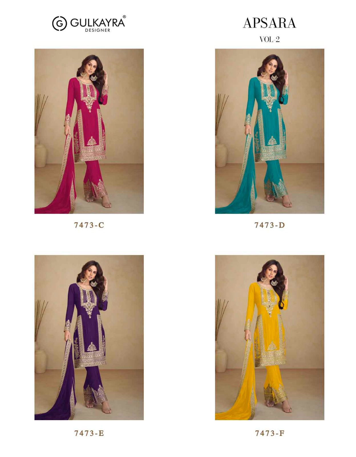 Apsara Vol 2 7473 Gulkayra Designer Chinon Readymade Suits Exporter Gujarat