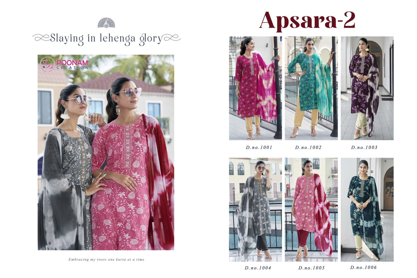 Apsara Vol 2 Poonam Creation Heavy Reyon Readymade Pant Style Suits Wholesaler India