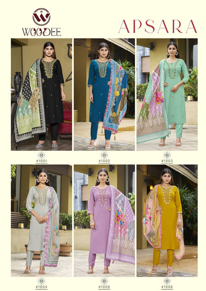 Apsara Woodee Rayon Readymade Pant Style Suits Supplier Gujarat