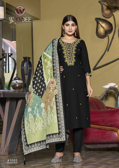 Apsara Woodee Rayon Readymade Pant Style Suits Supplier Gujarat
