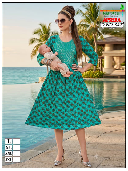 Apshra 2007 Kanha Liva Reyon Feeding Kurtis Wholesaler Ahmedabad