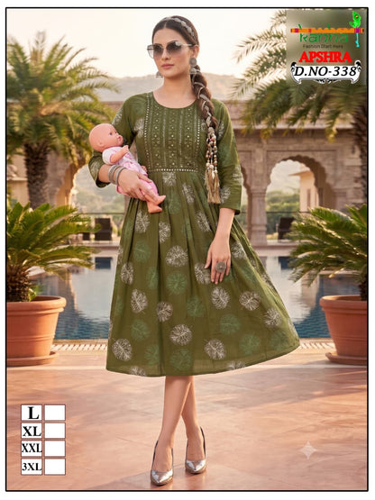 Apshra 2007 Kanha Liva Reyon Feeding Kurtis Wholesaler Ahmedabad