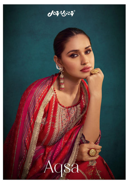 Aqsa Jay Vijay Pure Muslin Pant Style Suits Wholesale