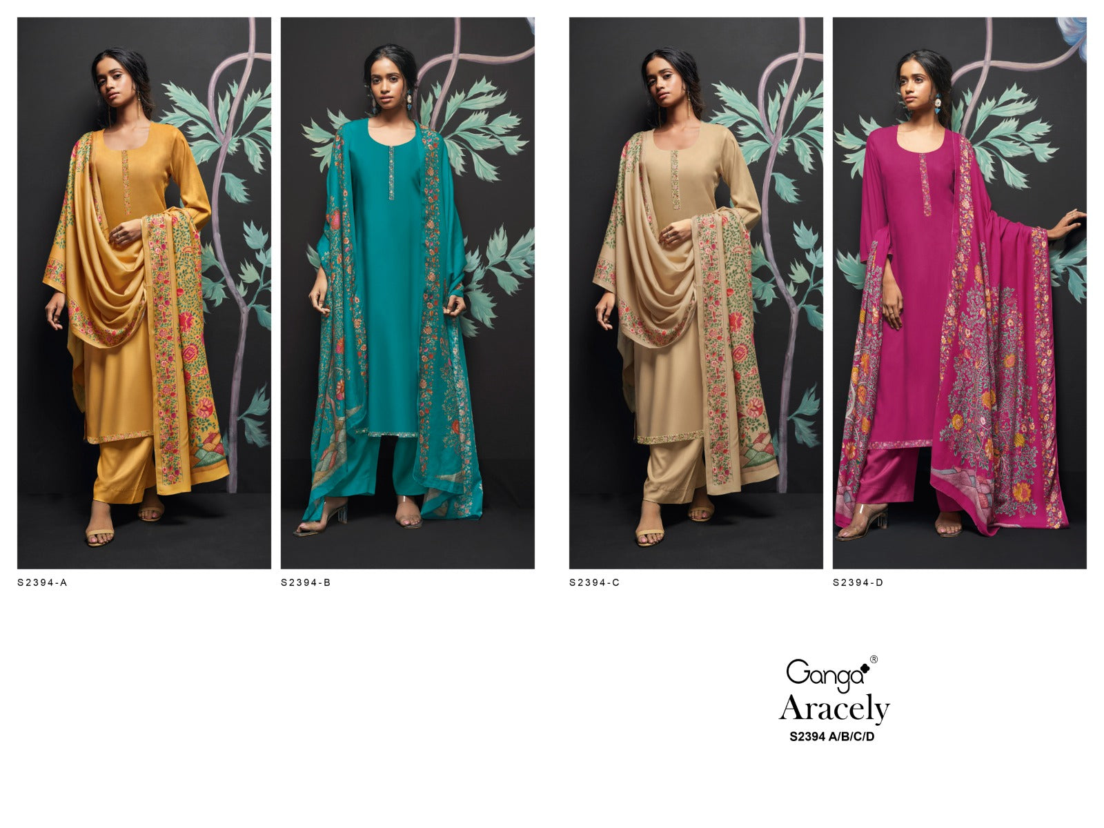 Aracely 2394 Ganga Premium Cotton Plazzo Style Suits Wholesale Rate