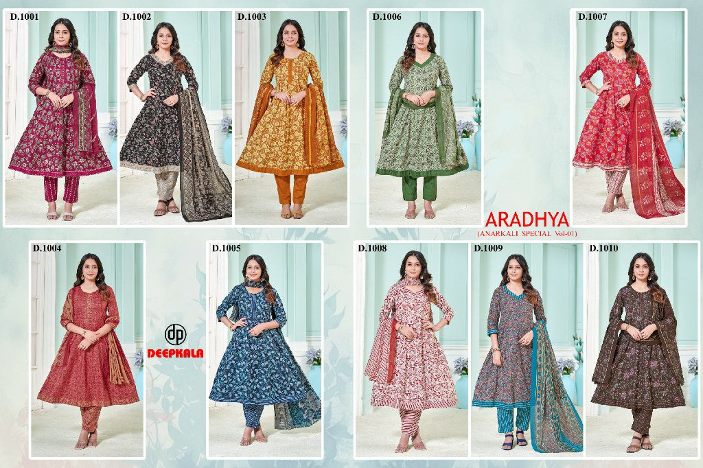 Aradhya Vol 1 Deepkala Cotton Readymade Anarkali Suits Supplier India