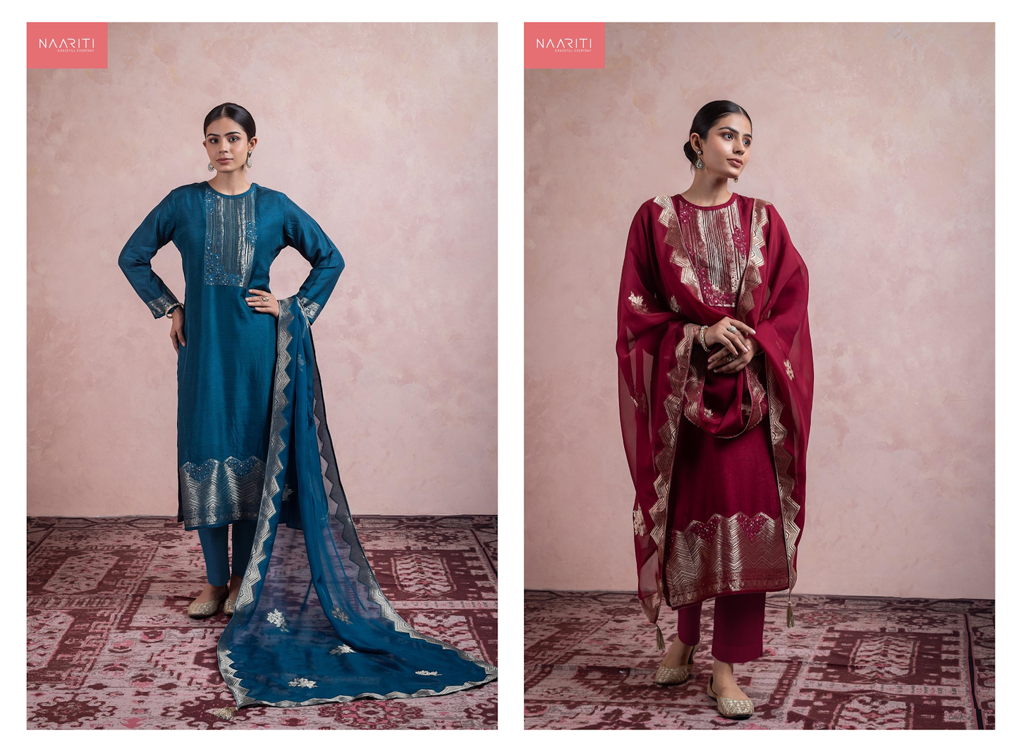 Arali Naariti Silk Jacquard Pant Style Suits Manufacturer Gujarat