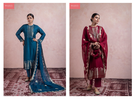 Arali Naariti Silk Jacquard Pant Style Suits Manufacturer Gujarat