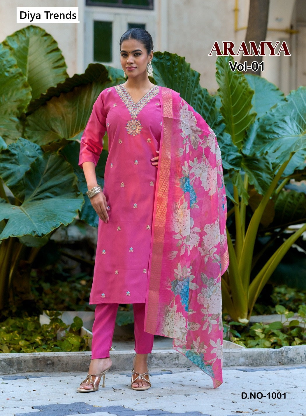 Aramya Vol 1 Diya Trends Roman Silk Readymade Pant Style Suits Wholesale Price