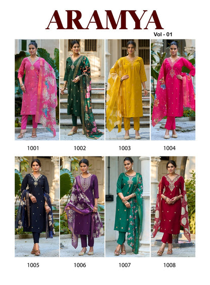 Aramya Vol 1 Passion Tree Roman Silk Readymade Pant Style Suits Manufacturer India