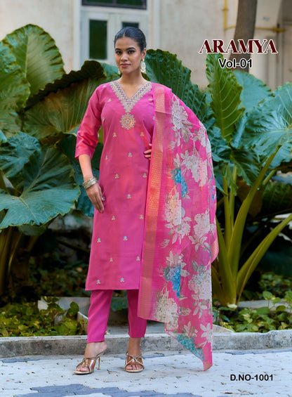 Aramya Vol 1 Passion Tree Roman Silk Readymade Pant Style Suits Manufacturer India