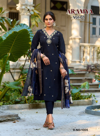Aramya Vol 1 Passion Tree Roman Silk Readymade Pant Style Suits Manufacturer India