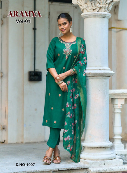 Aramya Vol 1 Passion Tree Roman Silk Readymade Pant Style Suits Manufacturer India