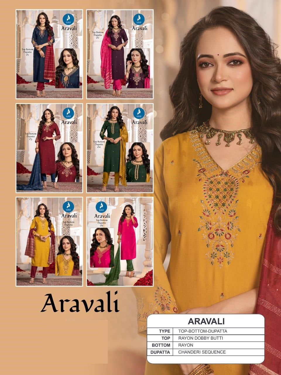 Aravali Kaya Rayon Dobby Readymade Pant Style Suits Wholesaler