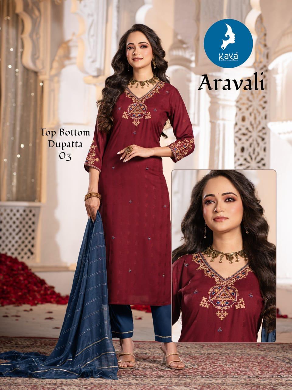 Aravali Kaya Rayon Dobby Readymade Pant Style Suits Wholesaler