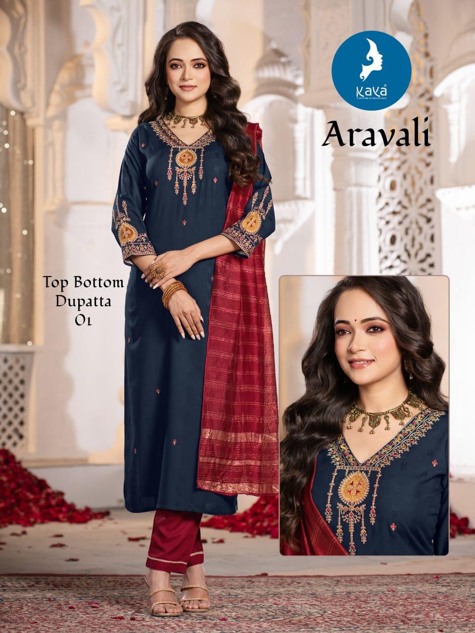 Aravali Kaya Rayon Dobby Readymade Pant Style Suits Wholesaler