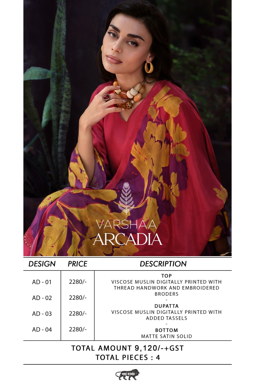 Arcadia Varshaa Viscose Muslin Pant Style Suits Exporter Gujarat