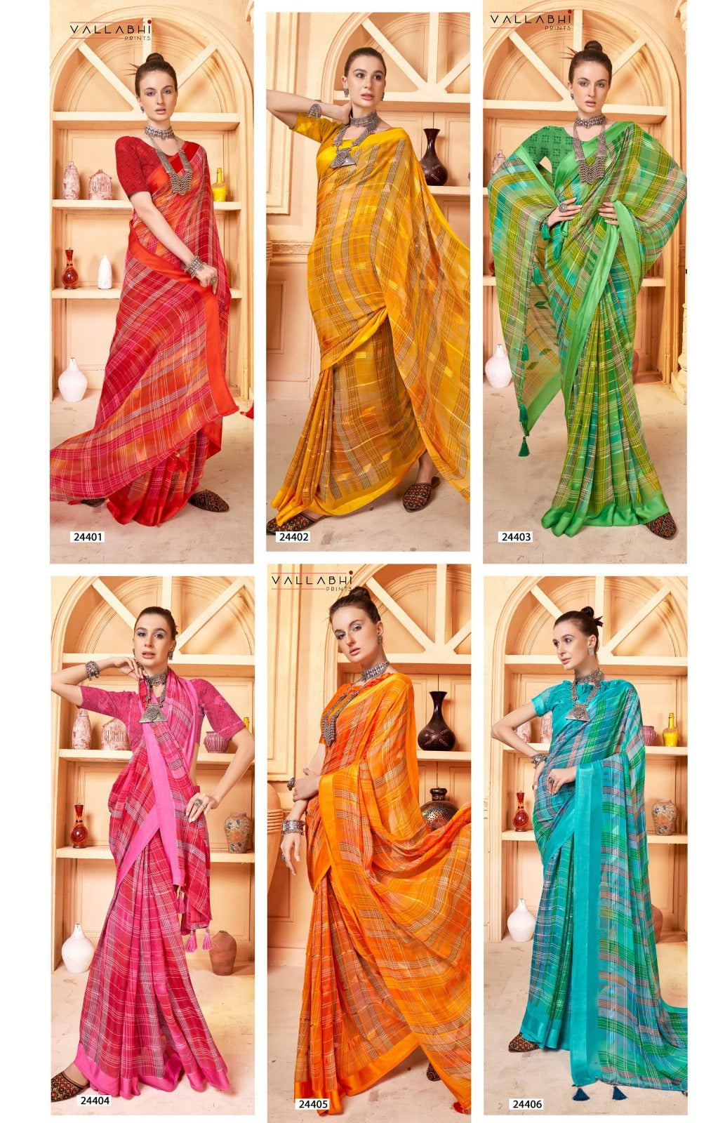 Arcelia 6 Vallabhi Prints Georgette Sarees Exporter India