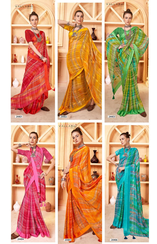 Arcelia 6 Vallabhi Prints Georgette Sarees Exporter India