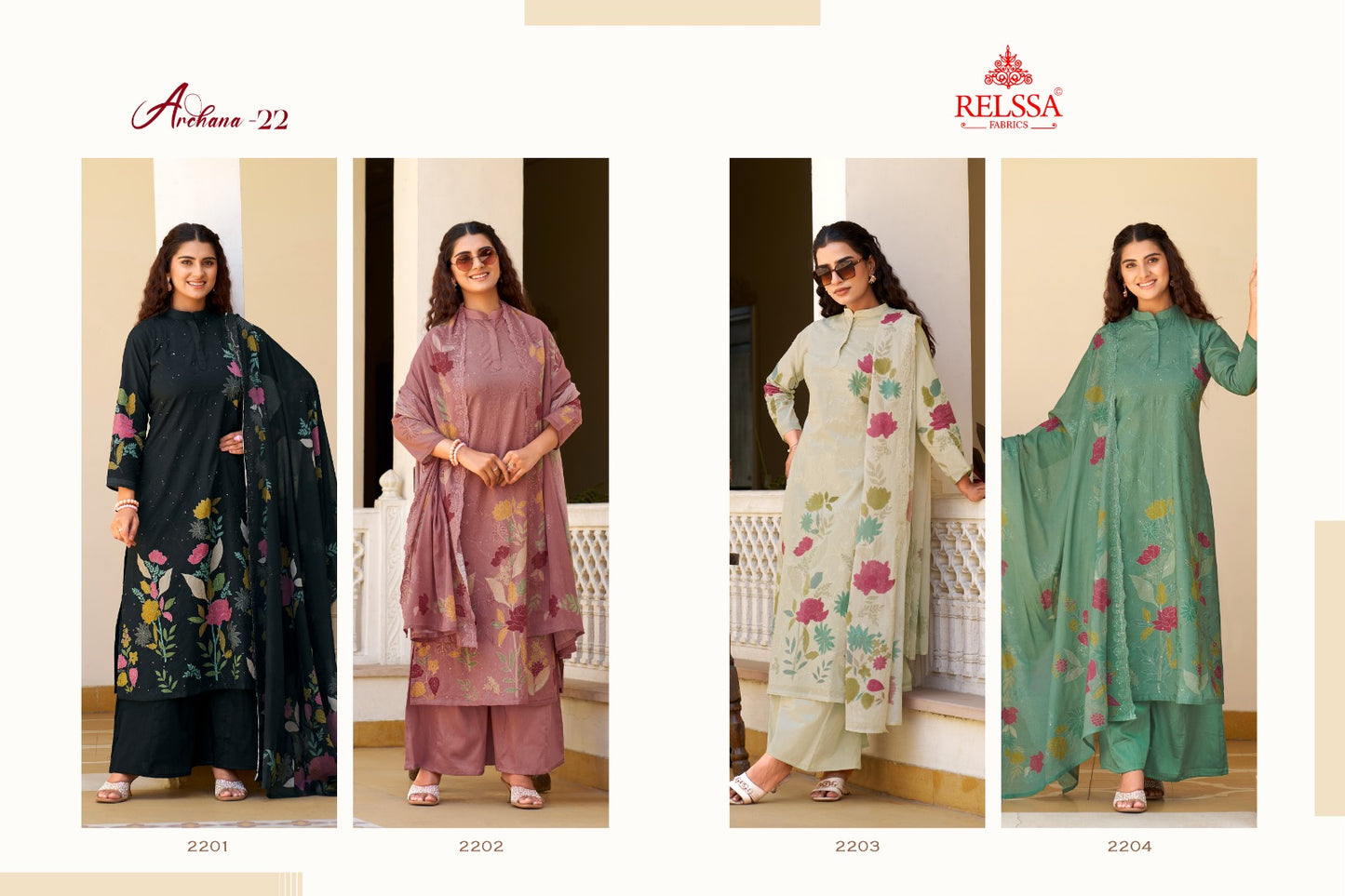 Archana 22 Relssa Fabrics Cotton Plazzo Style Suits Exporter India