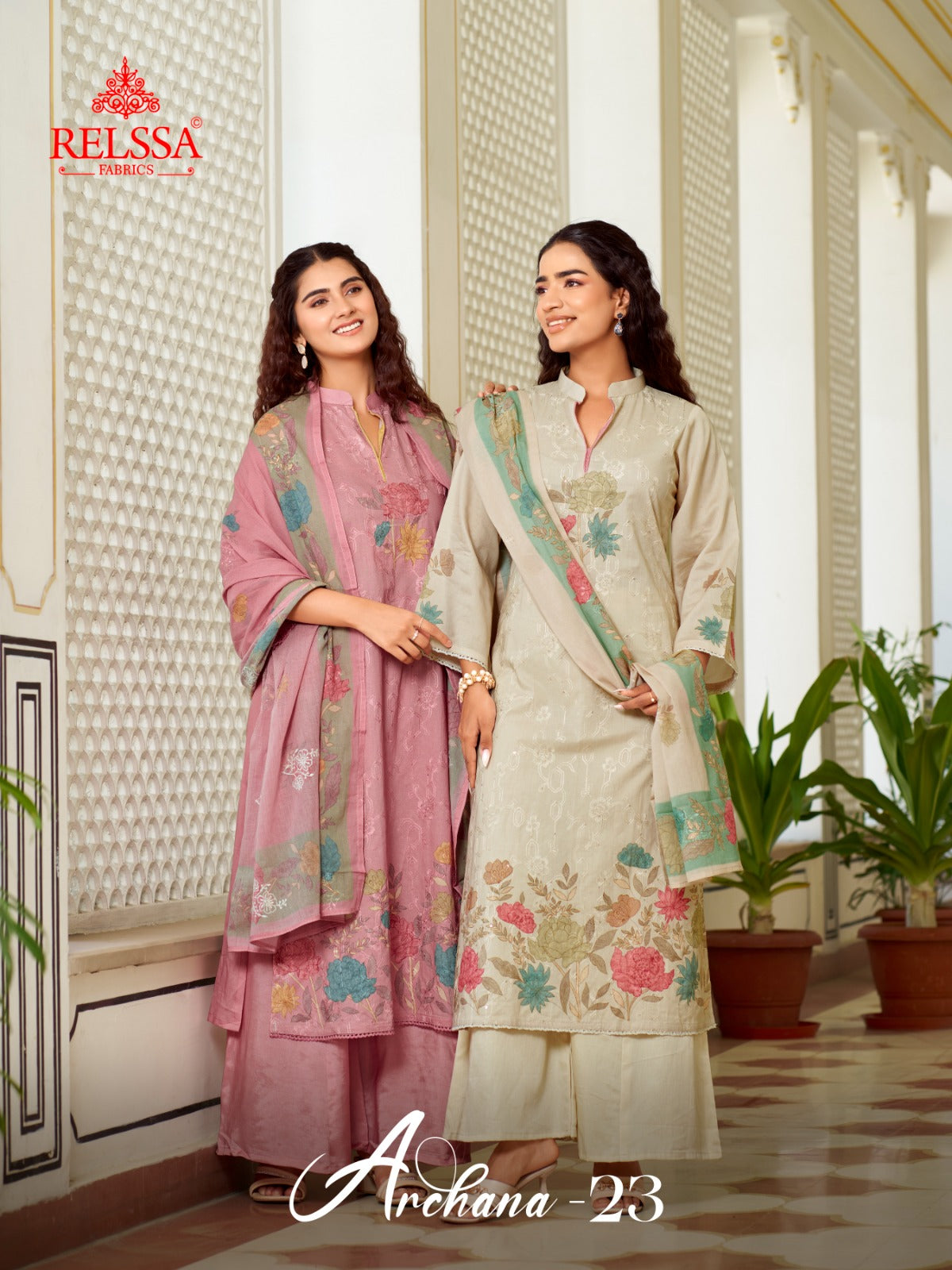 Archana 23 Relssa Fabrics Cotton Plazzo Style Suits Supplier India