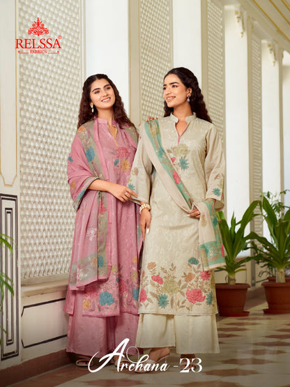 Archana 23 Relssa Fabrics Cotton Plazzo Style Suits Supplier India