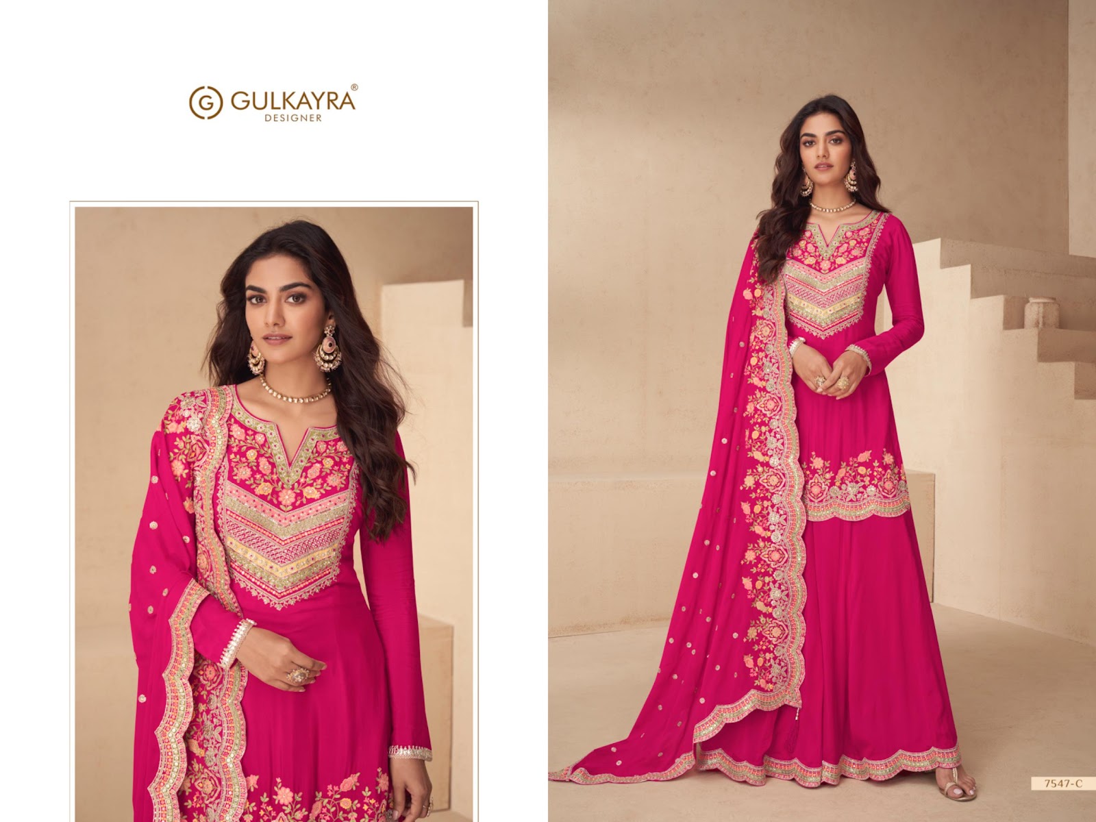 Archana Gulkayra Designer Chinnon Readymade Plazzo Style Suits Manufacturer Ahmedabad