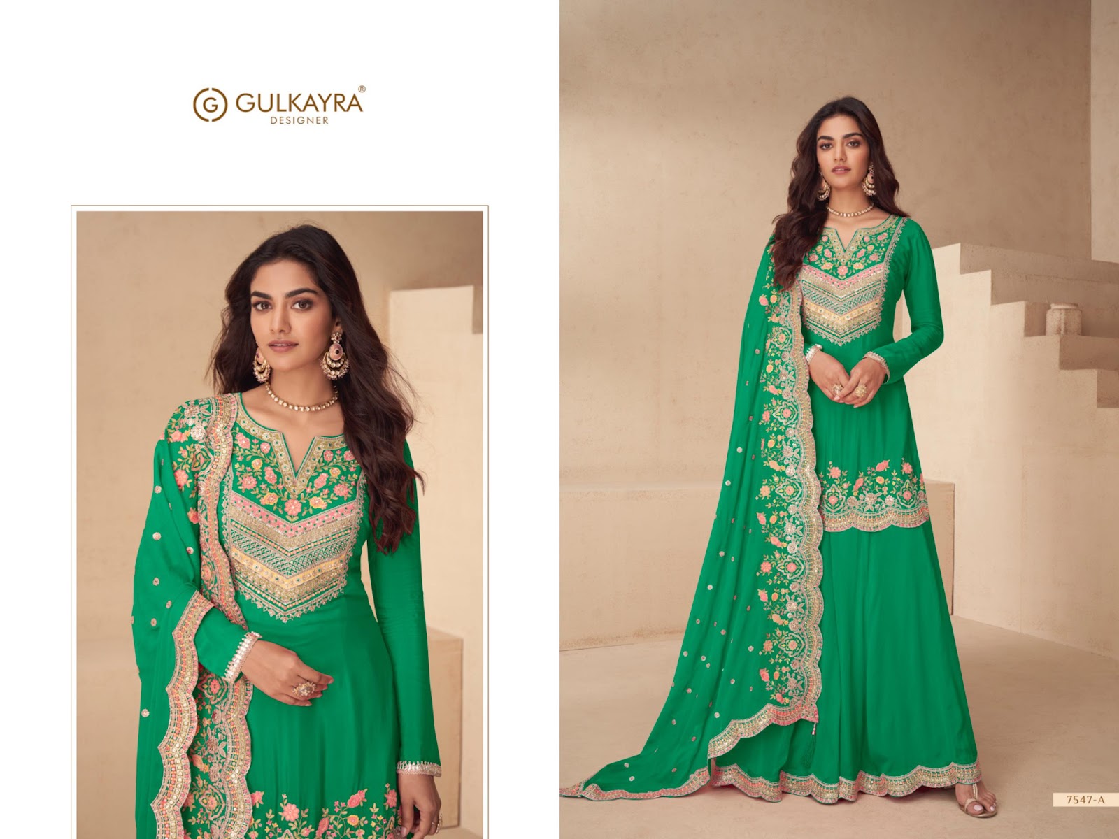 Archana Gulkayra Designer Chinnon Readymade Plazzo Style Suits Manufacturer Ahmedabad