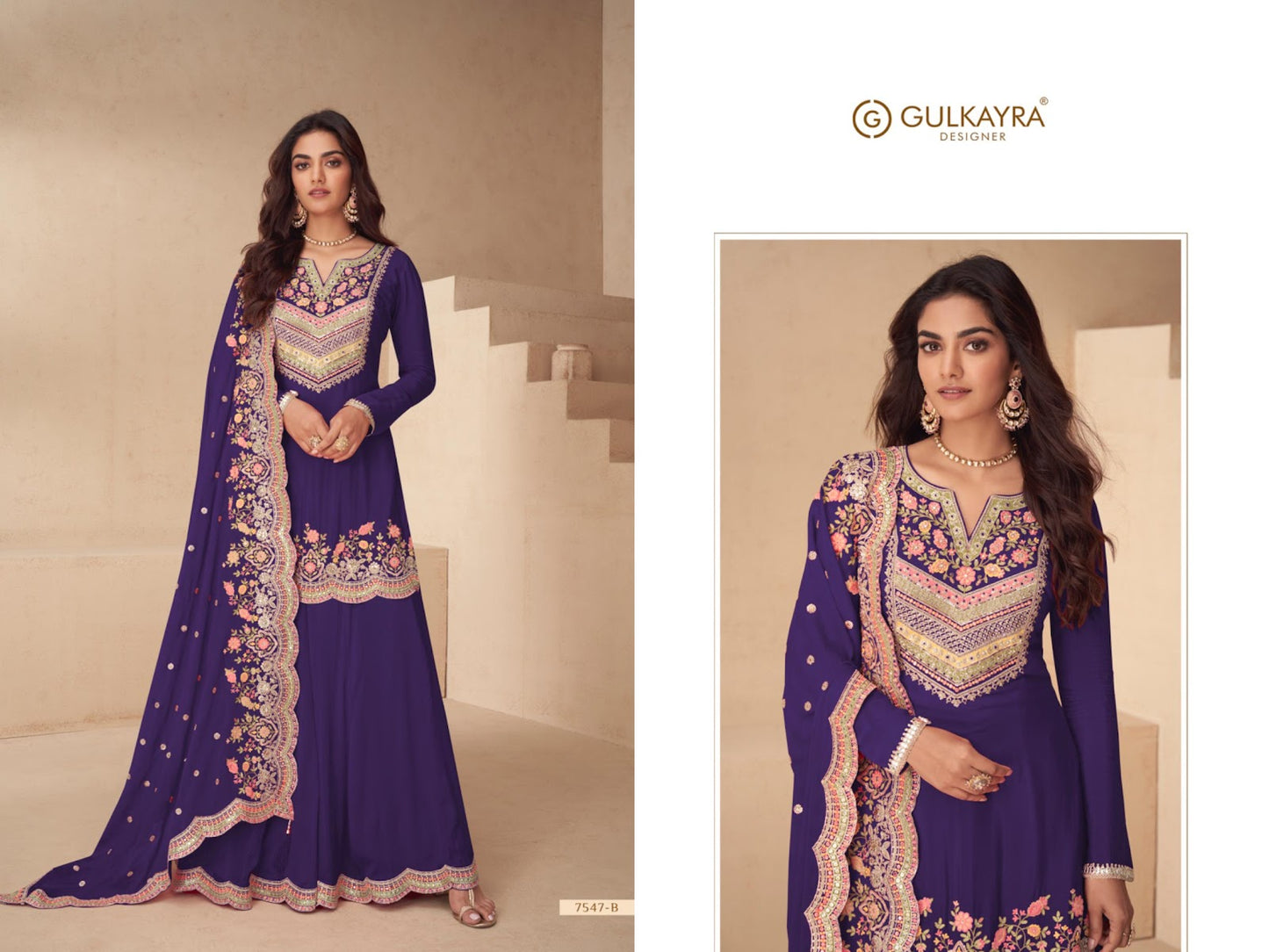 Archana Gulkayra Designer Chinnon Readymade Plazzo Style Suits Manufacturer Ahmedabad