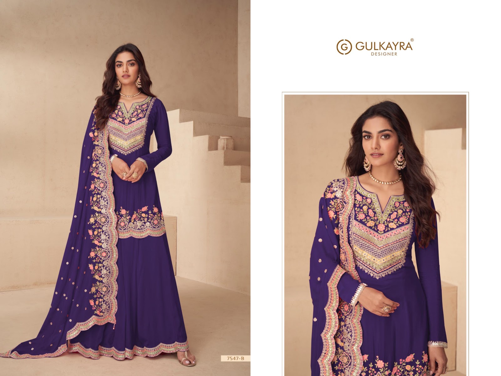 Archana Gulkayra Designer Chinnon Readymade Plazzo Style Suits Manufacturer Ahmedabad