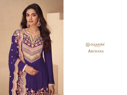 Archana Gulkayra Designer Chinnon Readymade Plazzo Style Suits Manufacturer Ahmedabad