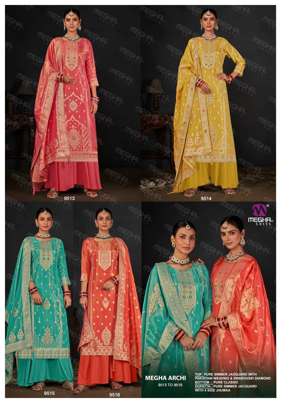 Archi Megha Jacquard Plazzo Style Suits