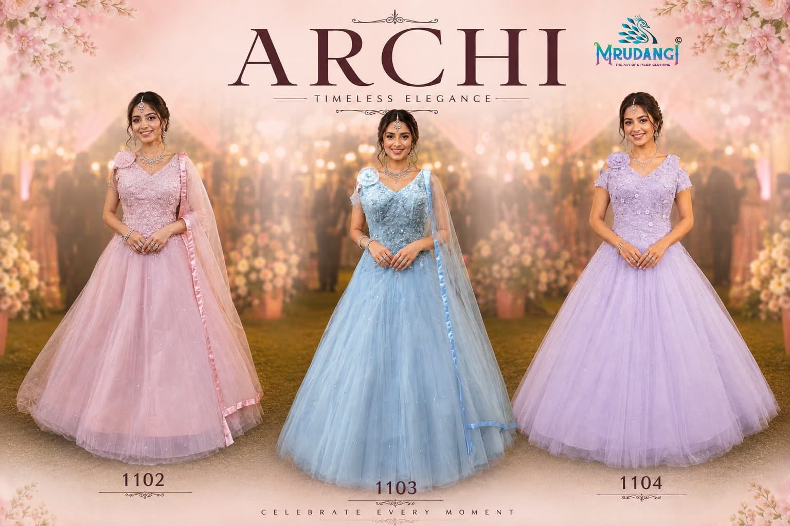 Archi Mrudangi Net One Piece Gown Exporter Gujarat
