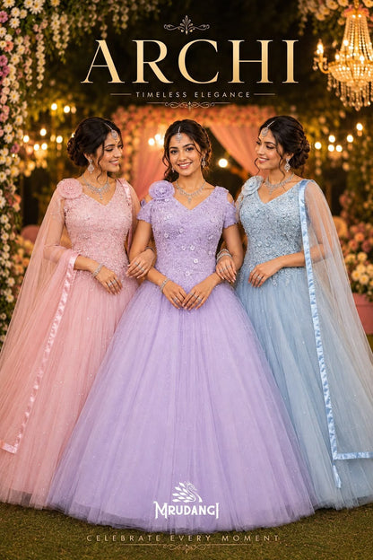 Archi Mrudangi Net One Piece Gown Exporter Gujarat