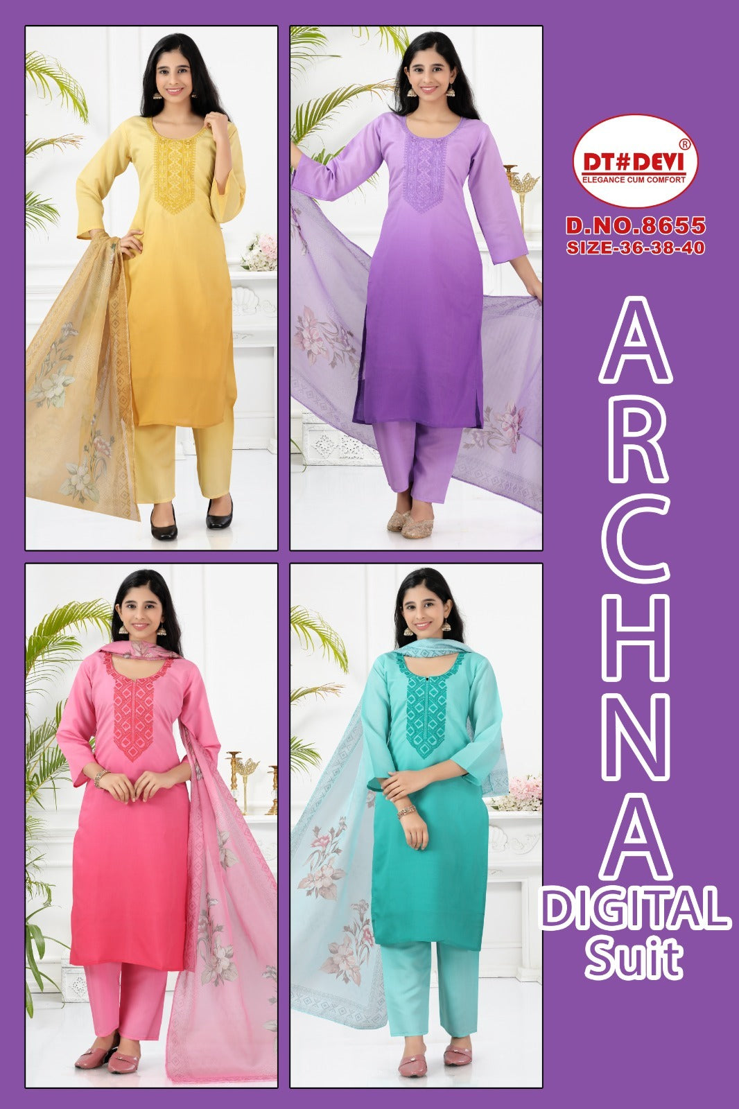 Archna 8655 Dt Devi Readymade Pant Style Suits Wholesale Price