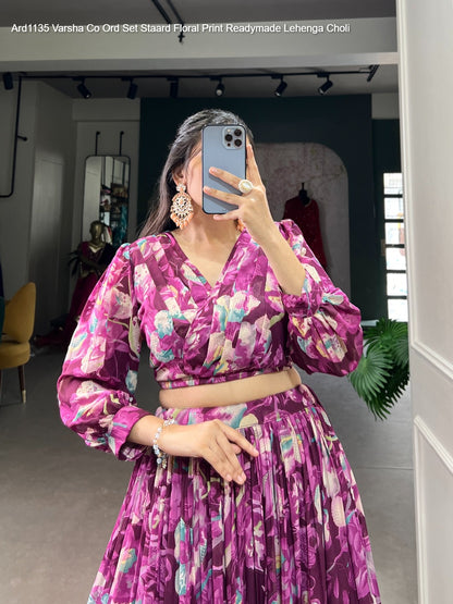 Ard1135 Varsha Co Ord Set Staard Georgette Readymade Lehenga Choli Wholesaler India